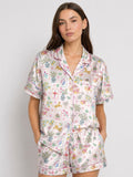 Mahjong Satin Pajama Set for Women, Monkey Print Pajamas, Summer Short PJs, Cute Oriental Mahjong Sleepwear, Gift for Mom