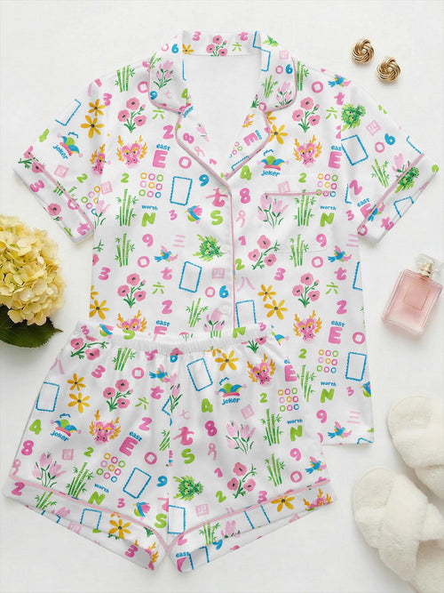 Mahjong Pajama Set Women, Mahjong Party Outfit, Game Night Pajamas, Gift for Mahjong Lover, Girls Night Sleepwear, Lounge Set for Her